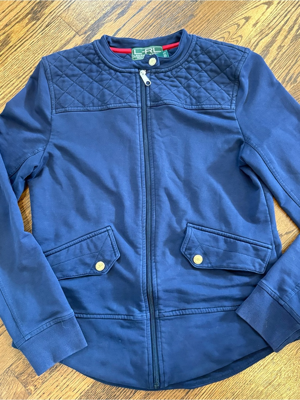 Lauren Active by Ralph Lauren Women’s Navy Quilted Zip-Front Jacket